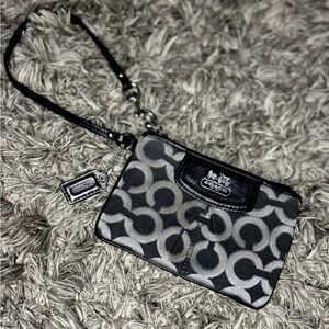 Coach Signature Black and Gray Wristlet
